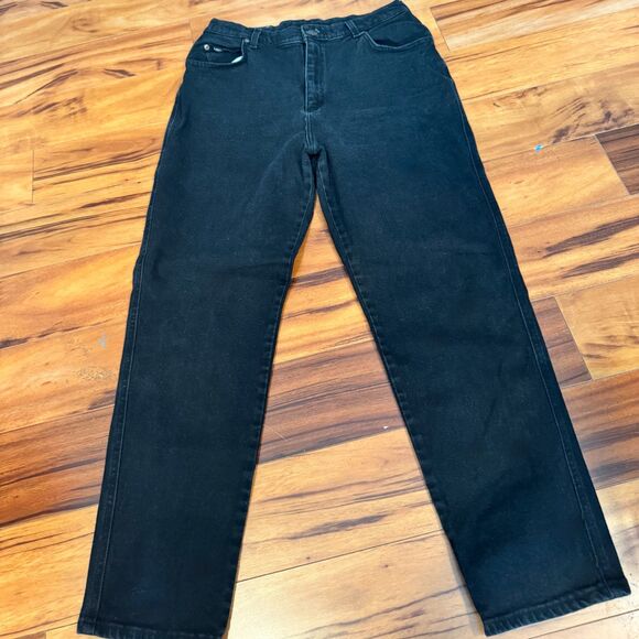 Vintage Lee Original Jeans Black Tapered Leg Women’s 14 Short High Rise USA Made - Picture 1 of 8